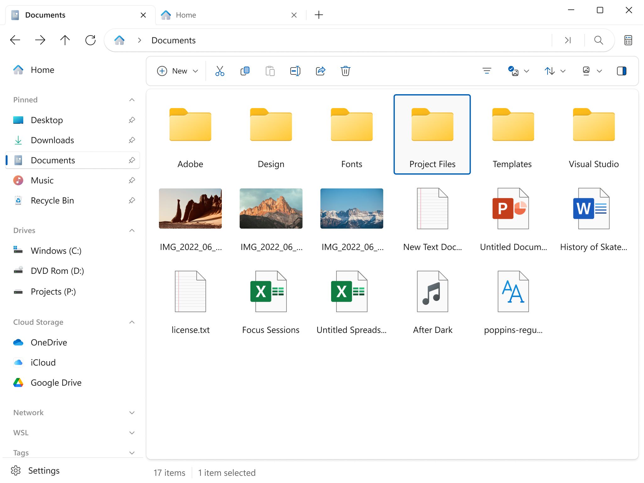 Files new tab screenshot